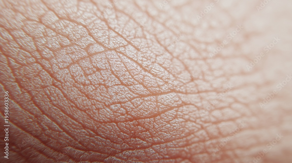 Fototapeta premium Extreme macro of human skin with natural tone and visible pores, suitable for dermatology, skincare education, and realistic texture backgrounds.