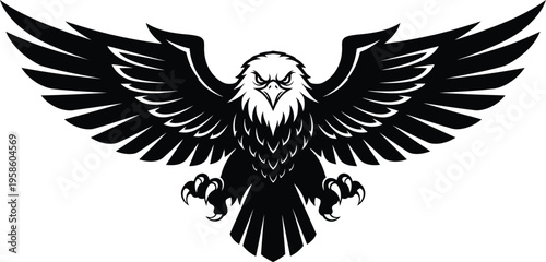 Flying eagle logo silhouette. 
