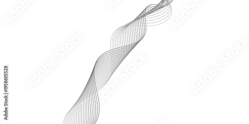 Elegant abstract white smoke swirls create a smooth motion pattern with flowing wave lines and light blue curves on a minimalist vector backdrop