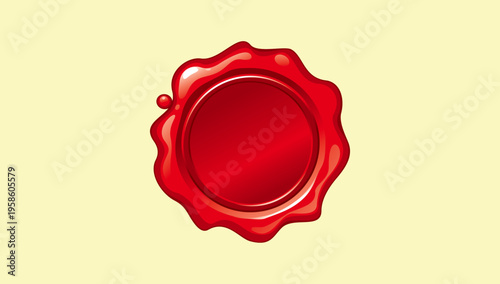 Wax seal stamp red vintage vector illustration design element for authenticity branding certificate and official document concept