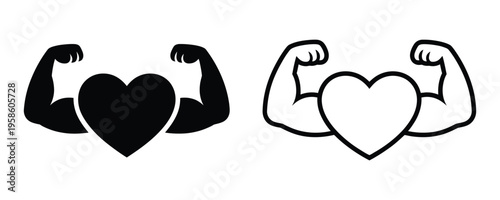 Flexed Bicep Arm Strength Line Icon Minimal Muscle Power Vector Illustration