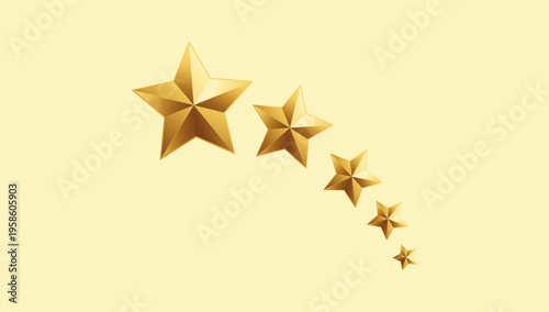 Golden star rating curved line vector illustration design element for review feedback quality score and customer satisfaction concept