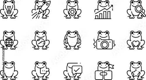 Frog Silhouette Icon Collection Set