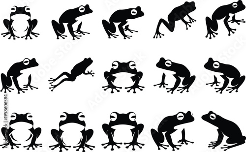 Frog Silhouette Icon Collection Set