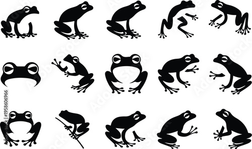 Frog Silhouette Icon Collection Set