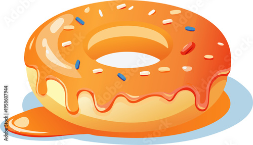 Glazed donut with colorful sprinkles melting in creative dessert concept