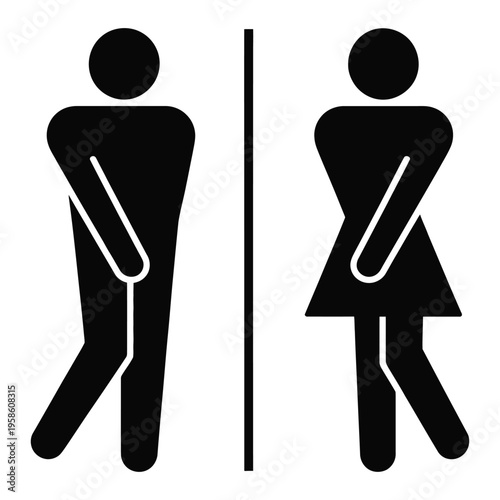 Female Male Restroom icon vector design, girls and boys restroom pictograms symbol and sign, male and female bathroom, toilet door sign, vector illustration for public facilities, signage
