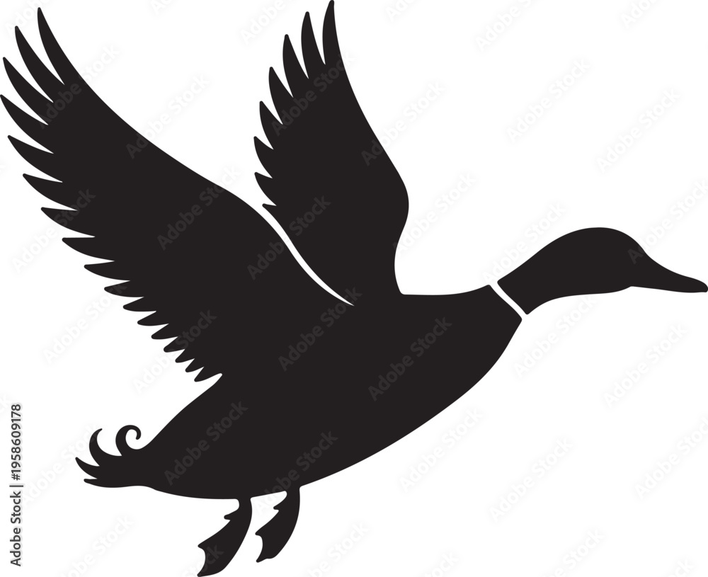 Fototapeta premium Flying Duck Silhouette Icon,Duck Bird Silhouette Flying