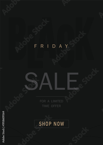 Premium Black Friday Sale Banner with Gold Accents and Shop Now Button. vector design
