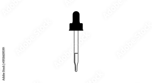 Black plastic dropper with clear glass tube on white background laboratory equipment for precise liquid measurement