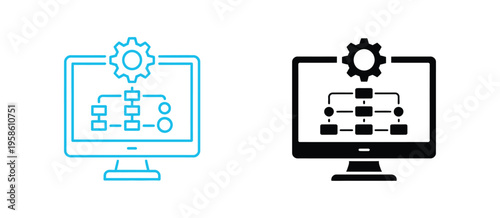 System Modeling and Workflow Simulation Icons – Editable Stroke Vector Pack.