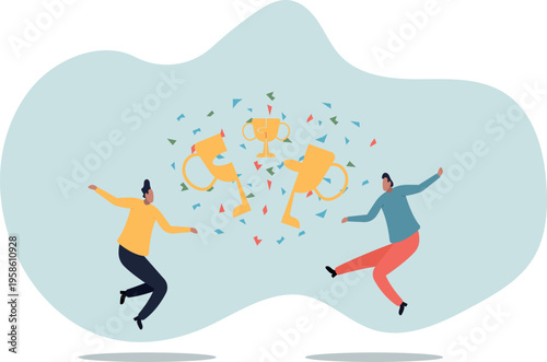 Win-win situation, agreement or solution to win together, solution for best result, teamwork to help success and achieve goal together.human life and situation.