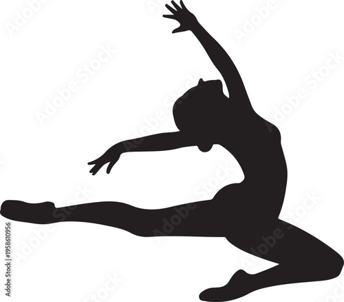 Gymnast Jump Silhouette Icon,Dancer Jumping Silhouette Icon