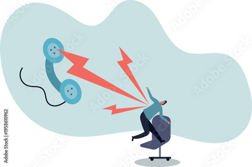 Job interview via phone call or conference meeting on telephone .human life and situation.