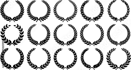 Collection of laurel wreath icons classic award and achievement symbols in vector format for design projects isolated on white background