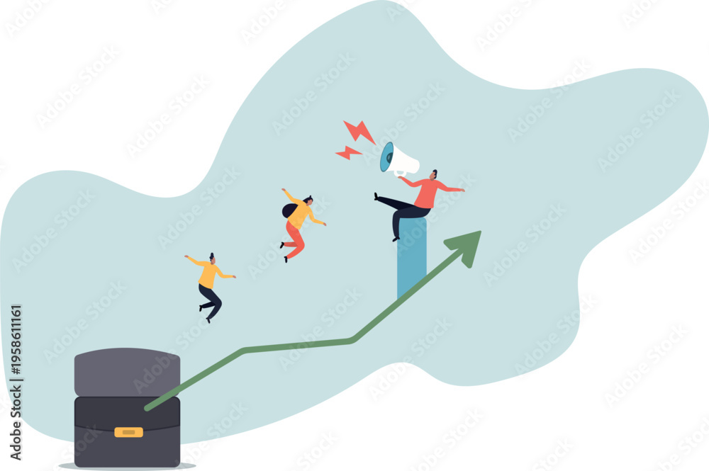 Obraz premium Motivate employee, career improvement or inspiration for self development to success in work, motivation or advice for business growth,human life and situation.