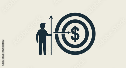 Flat minimalist illustration of entrepreneur financial goal setting b