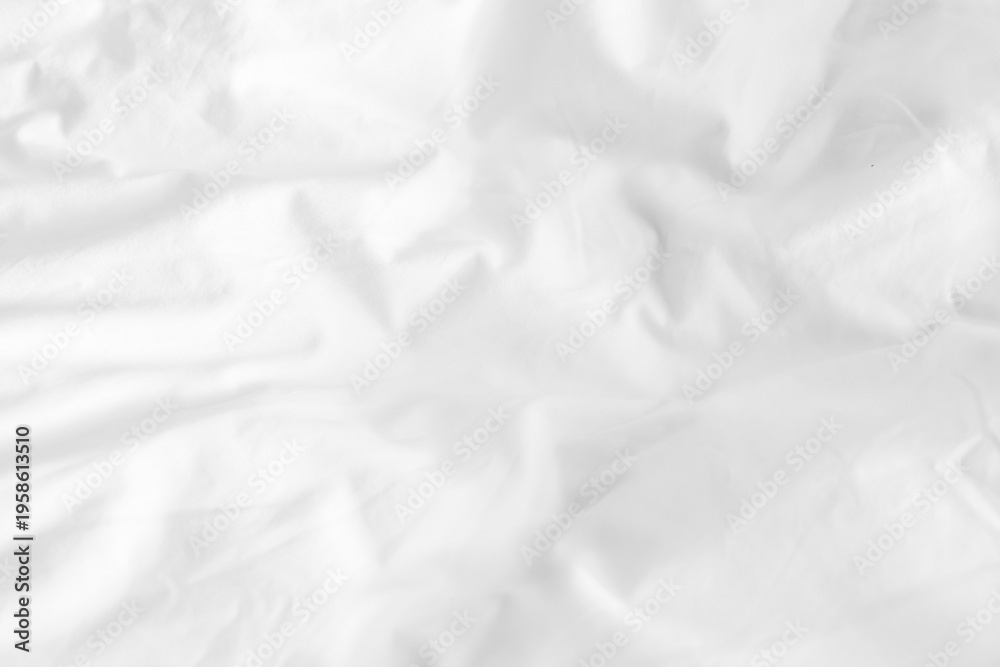 Obraz premium Close up white wrinkled fabric texture rippled surface and background, Soft focus.