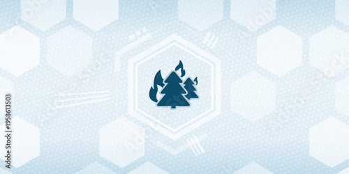 Vektor concept of forest fire and wildfire showing burning pine trees representing environmental destruction and climate change hazards