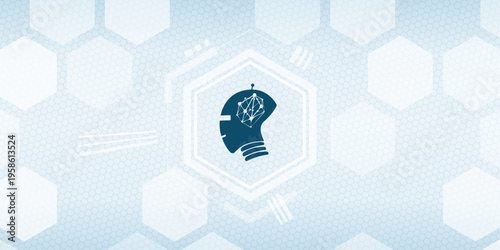 Vektor profile of a robotic head with neural network brain representing artificial intelligence machine learning and futuristic technology concept