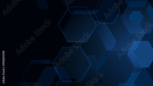 Abstract geometric background with overlapping blue hexagonal shapes