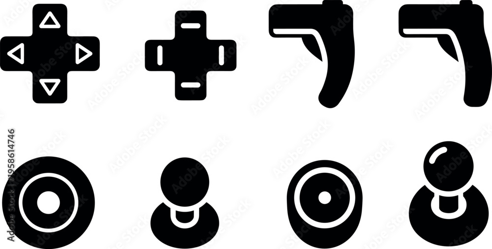 Fototapeta premium A set of black gaming icons on a plain white background