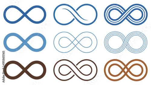 Hand drawn infinity symbol, set of elegant infinity symbol, infinity icon, eternity, infinite, limitless and forever signs