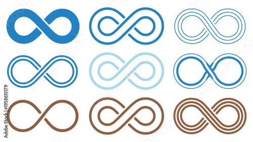 Hand drawn infinity symbol, set of elegant infinity symbol, infinity icon, eternity, infinite, limitless and forever signs, vector illustration for love, spirituality