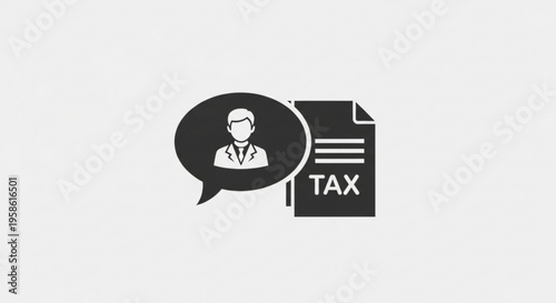 A minimalist vector graphic of a man discussing tax documents