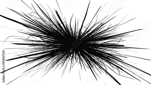 Abstract black explosion or burst of energy on white background