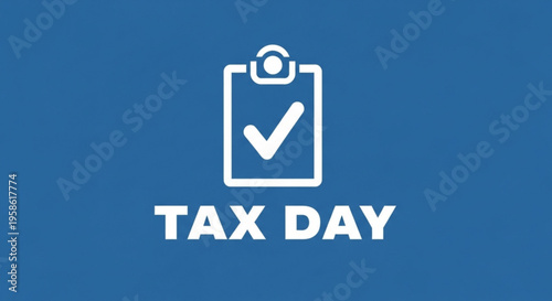 A minimalist vector graphic illustrating Tax Day with a clipboard and checklist
