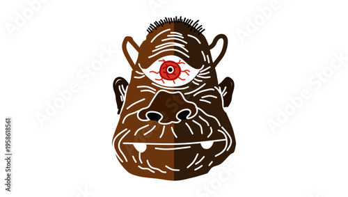 one-eyed monster character, flat vector illustration
