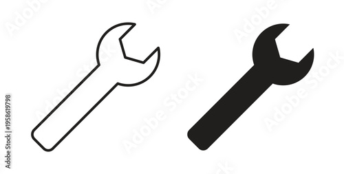 Wrench icon linear pictogram. Editable Stroke. Isolated Vector Illustration.