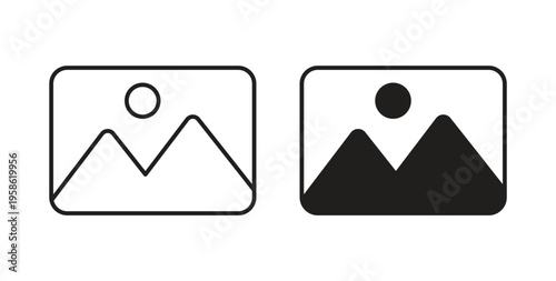 Picture icon linear pictogram. Editable Stroke. Isolated Vector Illustration.