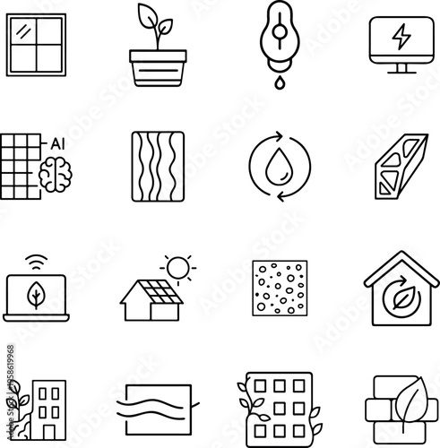 Icons representing sustainable and eco friendly concepts