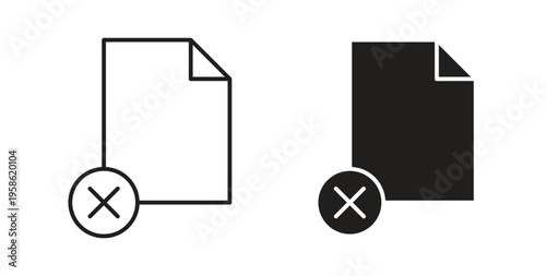 Delete Document icon linear pictogram. Editable Stroke. Isolated Vector Illustration.