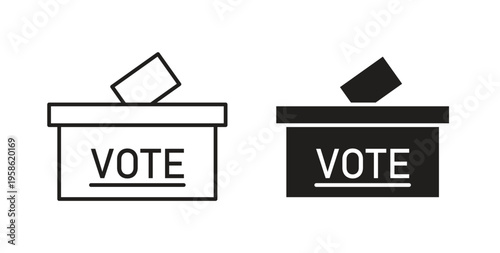 Ballot icon linear pictogram. Editable Stroke. Isolated Vector Illustration.