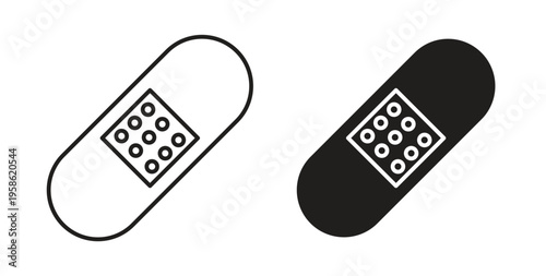 Band aid icon linear pictogram. Editable Stroke. Isolated Vector Illustration.