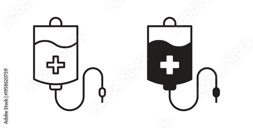 Blood transfusion icon linear pictogram. Editable Stroke. Isolated Vector Illustration.