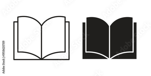 Book icon linear pictogram. Editable Stroke. Isolated Vector Illustration.
