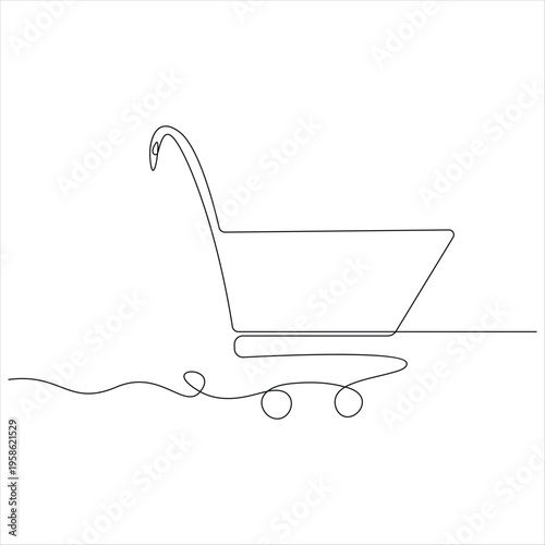 Shopping trolley continuous line drawing art abstract simple shopping one line art vector illustration