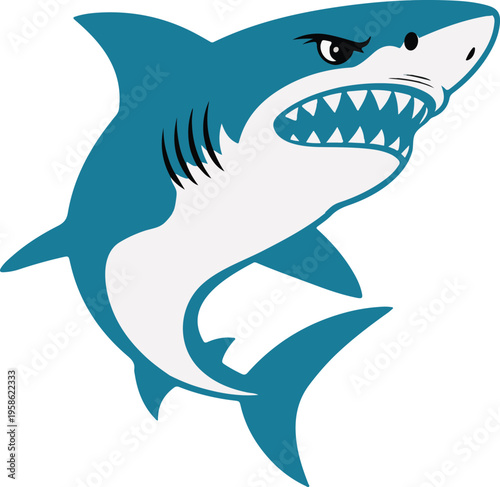 Teal Shark with Makeup on White Background