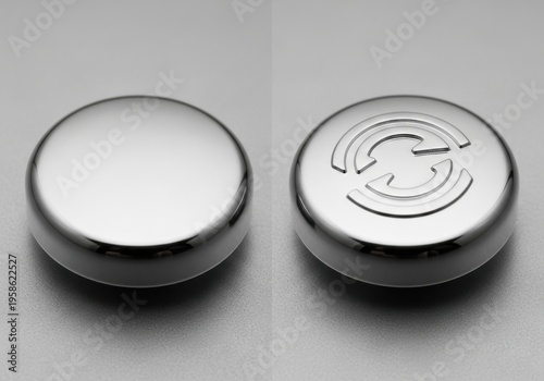 Two different types of bottle caps displayed side by side on a reflective surface illustration