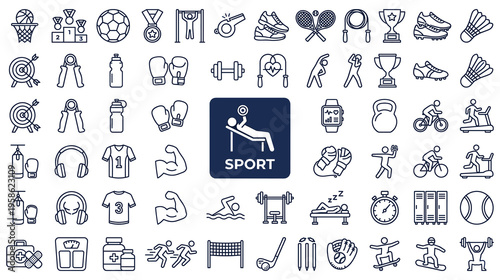 Healthy lifestyle and outdoor sports linear icons for fitness apps