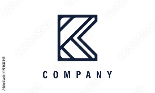 Negative space logo initial letter K