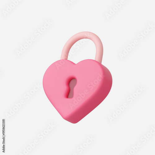 3d Realistic Padlock Icon of Love vector illustration