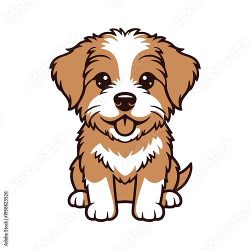 Minimal Cute Puppy Cartoon – Simple Sitting Dog Vector Illustration