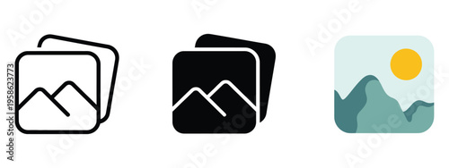 Image icon, picture symbol, photo album pictogram, photo gallery, vector illustration for apps, websites, and digital media interfaces