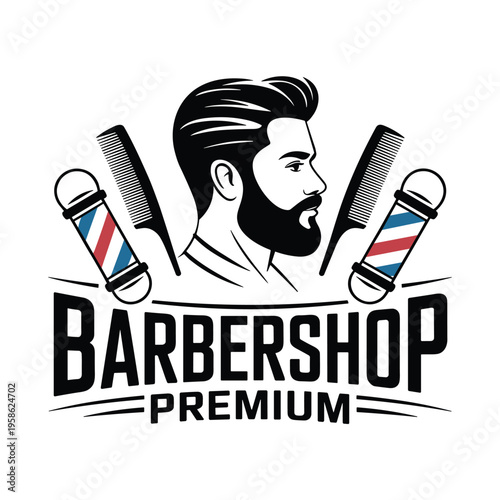 Barbershop premium logo with male head