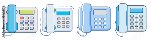 set of modern landline phone icons in flat design vector illustration